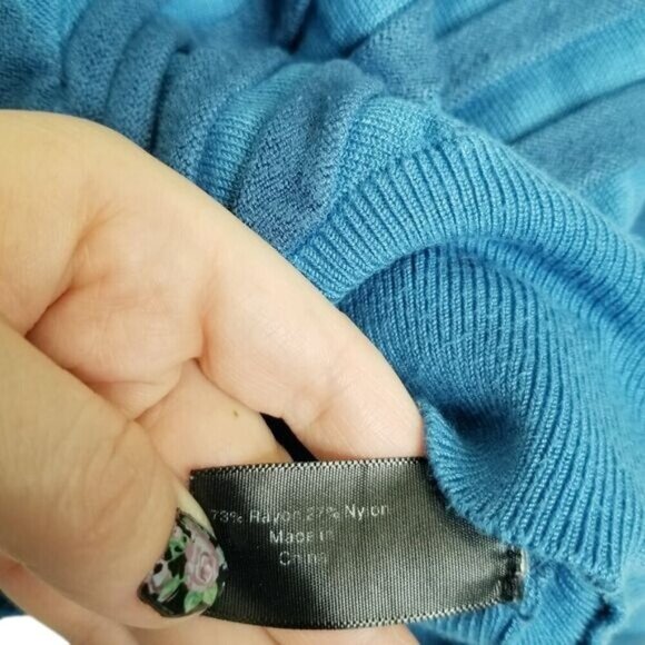 Lane‎ Bryant Womens Blue Striped V-Neck Sweater Size 14/16 Rayon & Nylon Blend - Picture 5 of 9